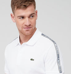 White Lacoste taped logo polo shirt