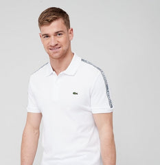 White Lacoste taped logo polo shirt