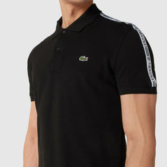 Black Lacoste taped logo polo shirt