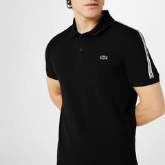 Black Lacoste taped logo polo shirt